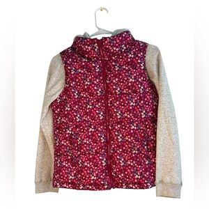 Old Navy Kids Floral Puffer Jacket - Red and Gray